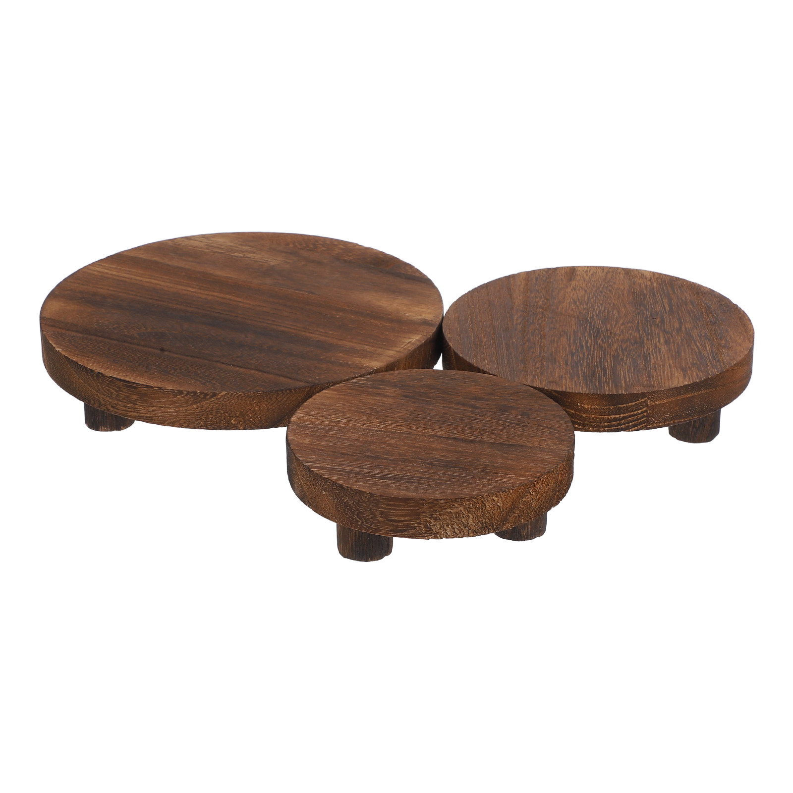 3Pcs Solid Wood Plant Stand Se - Display Risers Set ulasan dan harga