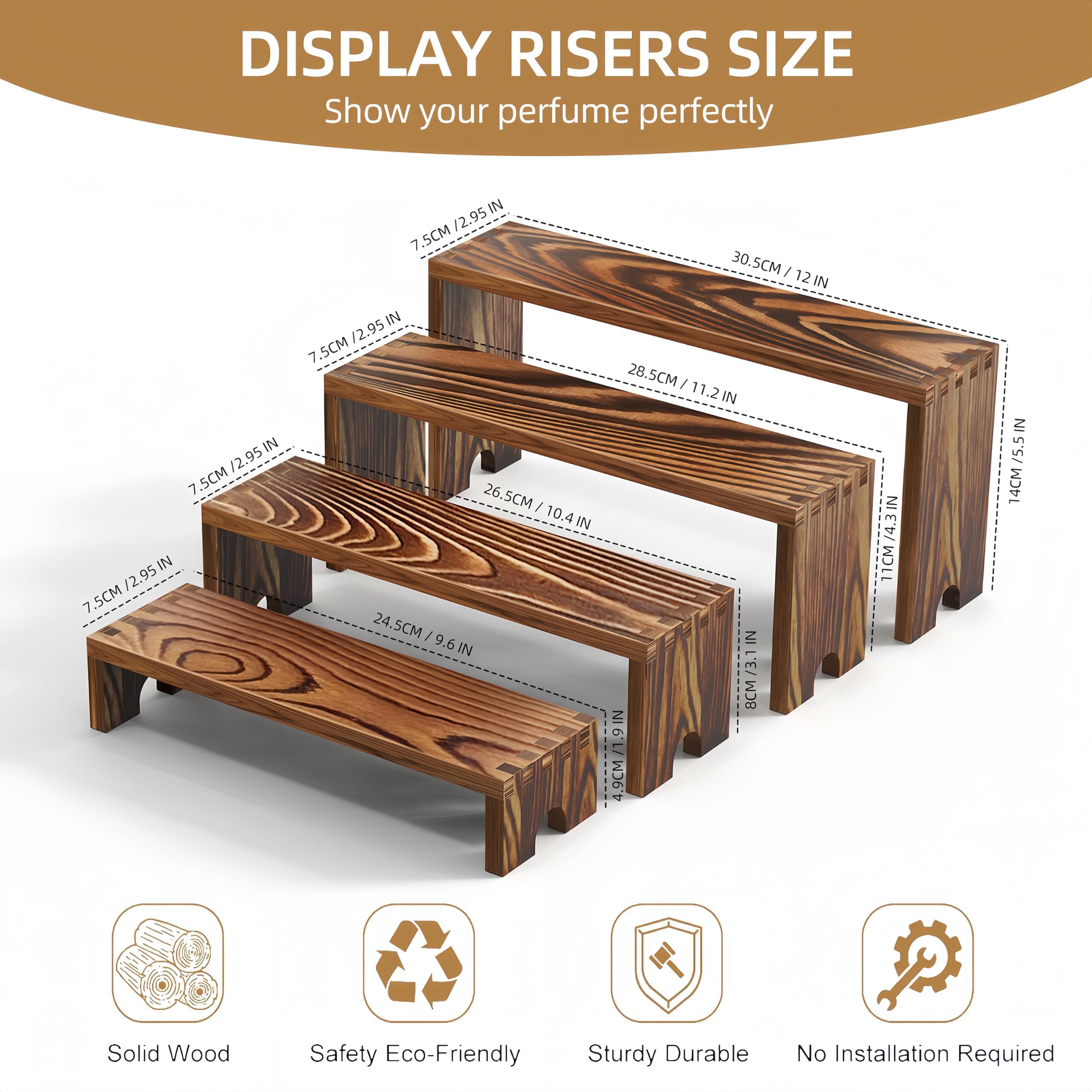2 Set Wooden Tiered Risers Dis - Display Risers Set ulasan dan harga